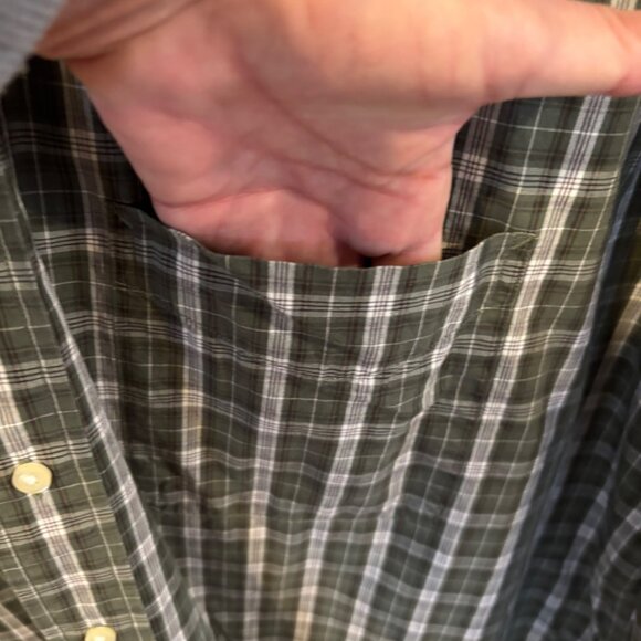 Tommy Hilfiger Mens Weekend Classics Green Plaid Button-Down Shirt Sz 17.5 Y2K - Picture 3 of 6